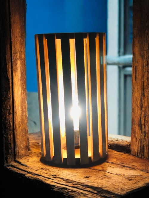 Modern Wooden Slatted Table Lamp | Warm Ambient Lighting