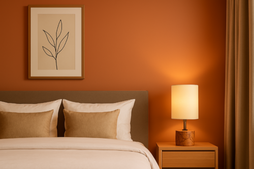 Amaze Craft Traditional Bedside Table Lamp with Linen Fabric 10" Shade Wooden Base E27