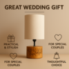 Amaze Craft Traditional Bedside Table Lamp with Linen Fabric 10" Shade Wooden Base E27